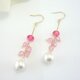 K14GF Swarovski pink and cotton pearl pierced earringの画像
