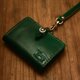 本革 JAPANレザーのパスケース ネックストラップ付き グリーン
