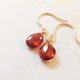 ガーネットのシンプル一粒ピアス/イヤリング * k14gf